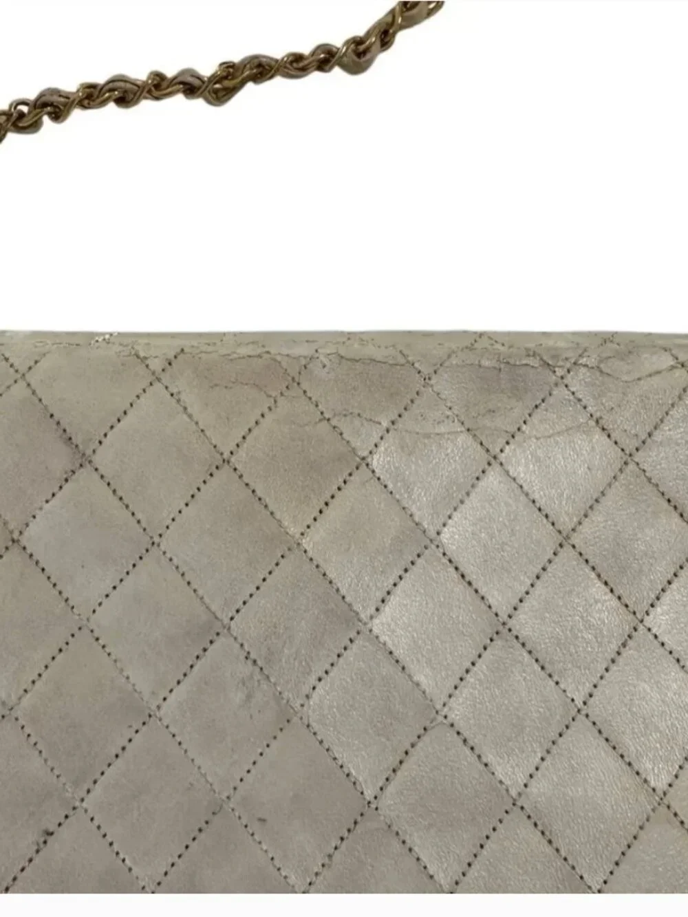 💯 Authentic Chanel Beige Quilted Shoulder Bag with Gold Chain w COA